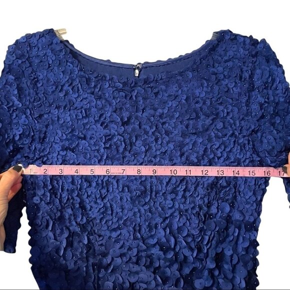 NWT Theia Couture Petal Embellished Designer Boatneck Floor Length Gown Size 8 - Picture 12 of 15